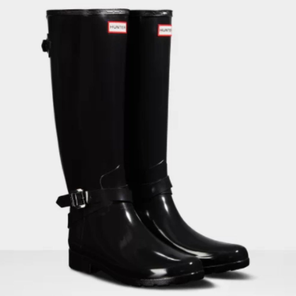 Hunter Women's Refined Adjustable Tall Gloss Rain Boots NIB Size 6 - Picture 1 of 4